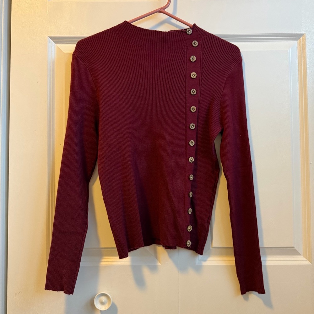 Mock Neck Ribbed Knit L - Picture 2 of 5